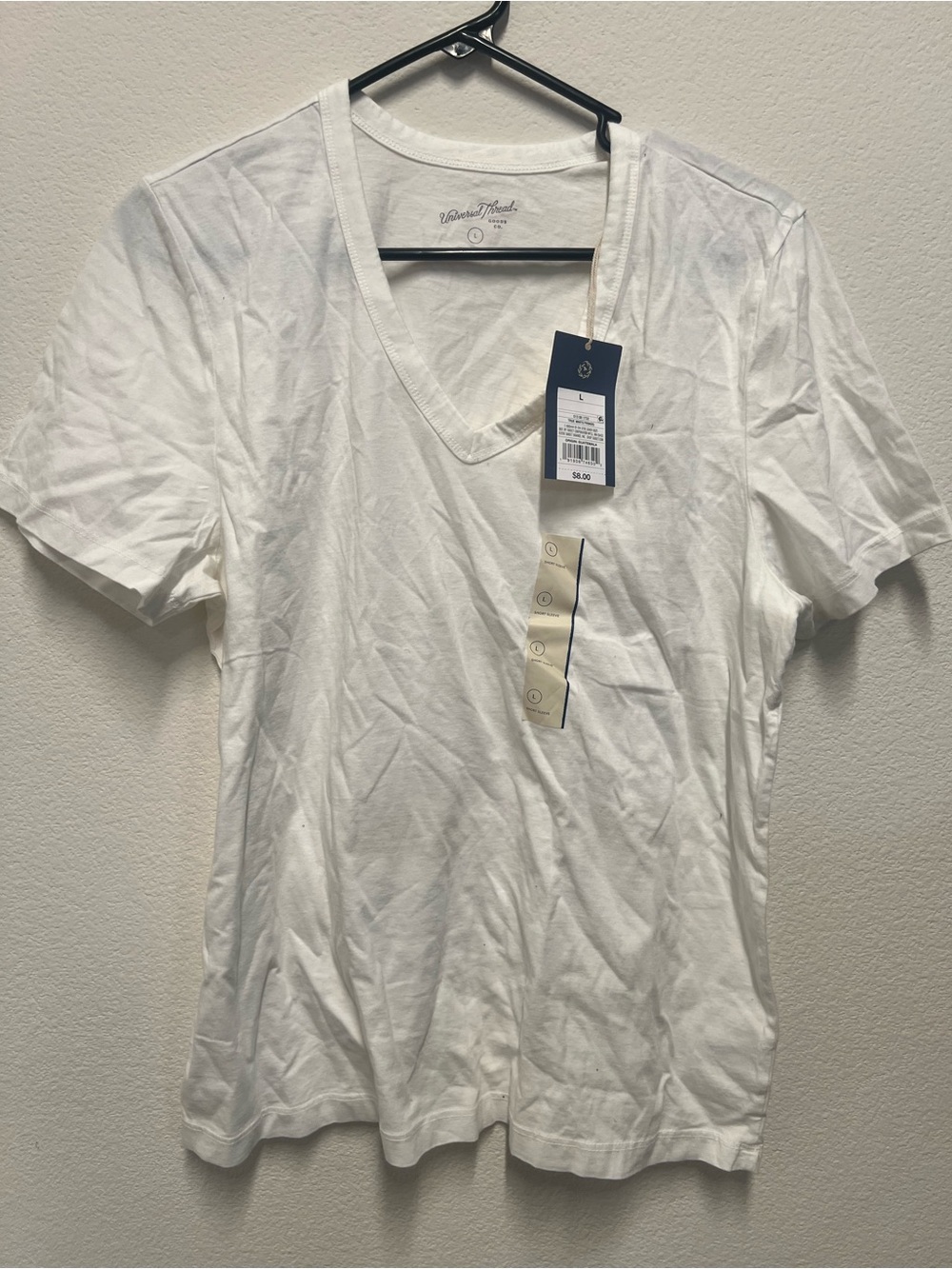 Classic V-Neck Short Sleeve Tee - White
